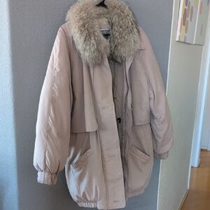 Marvin Richards Beige Fur-Trimmed Jacket
